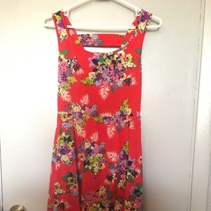 Red summer floral dress
